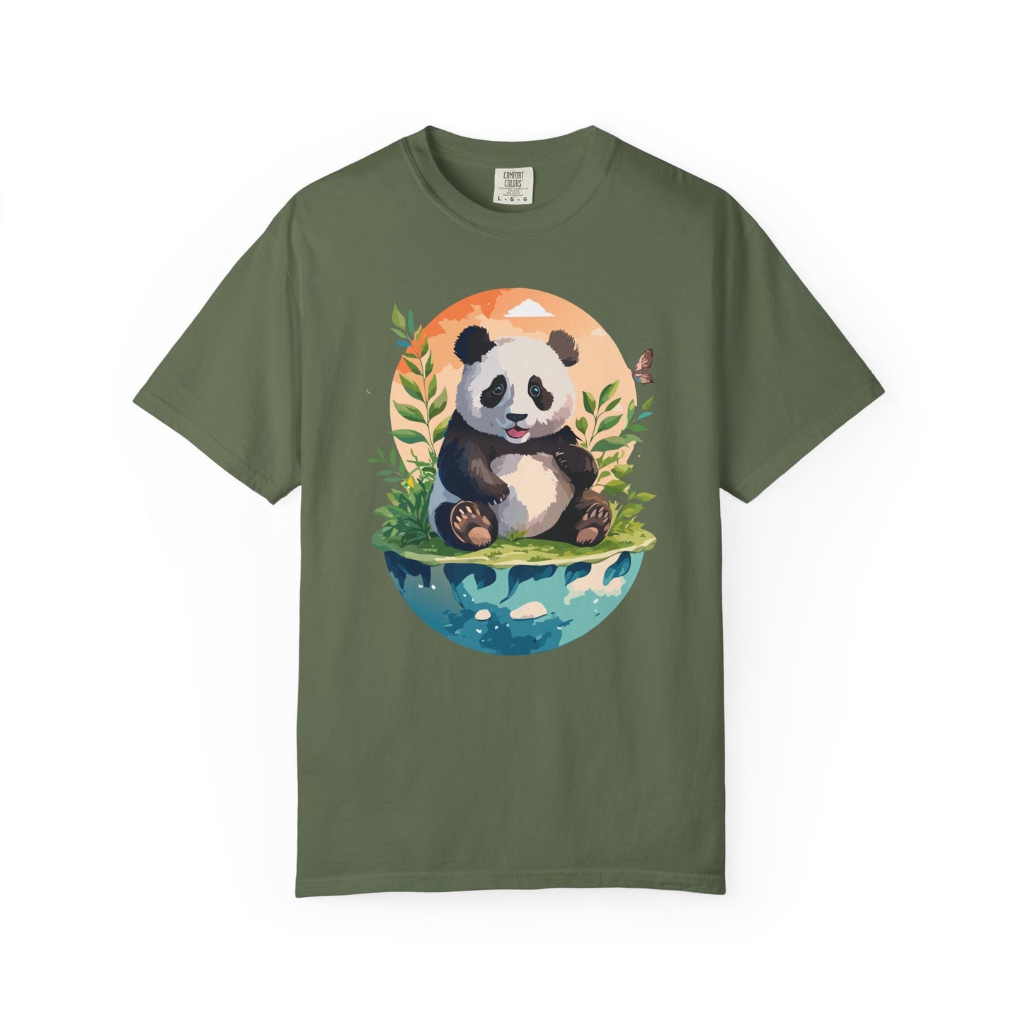 Panda Portrait T-Shirt Unisex Cotton Floral Chinese Graphic Circle Animal Art Tee pp4
