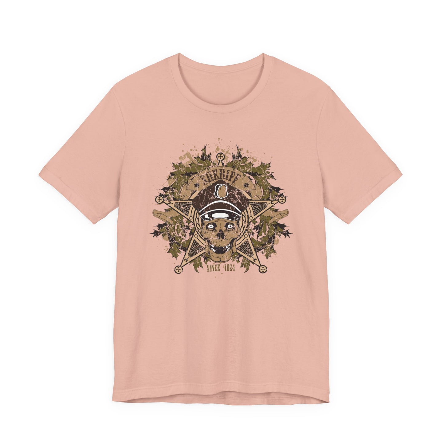 Skull Floral Emblem Graphic Unisex Cotton Tee Art-45