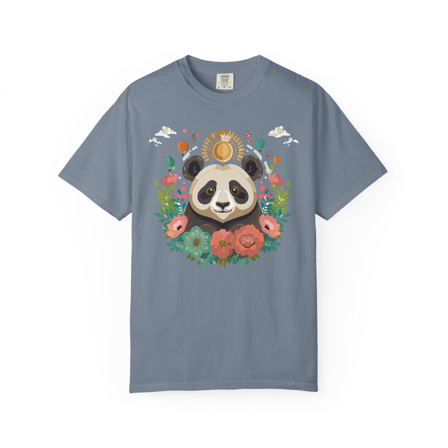 Panda Portrait T-Shirt Unisex Cotton Floral Chinese Graphic Circle Animal Art Tee p4