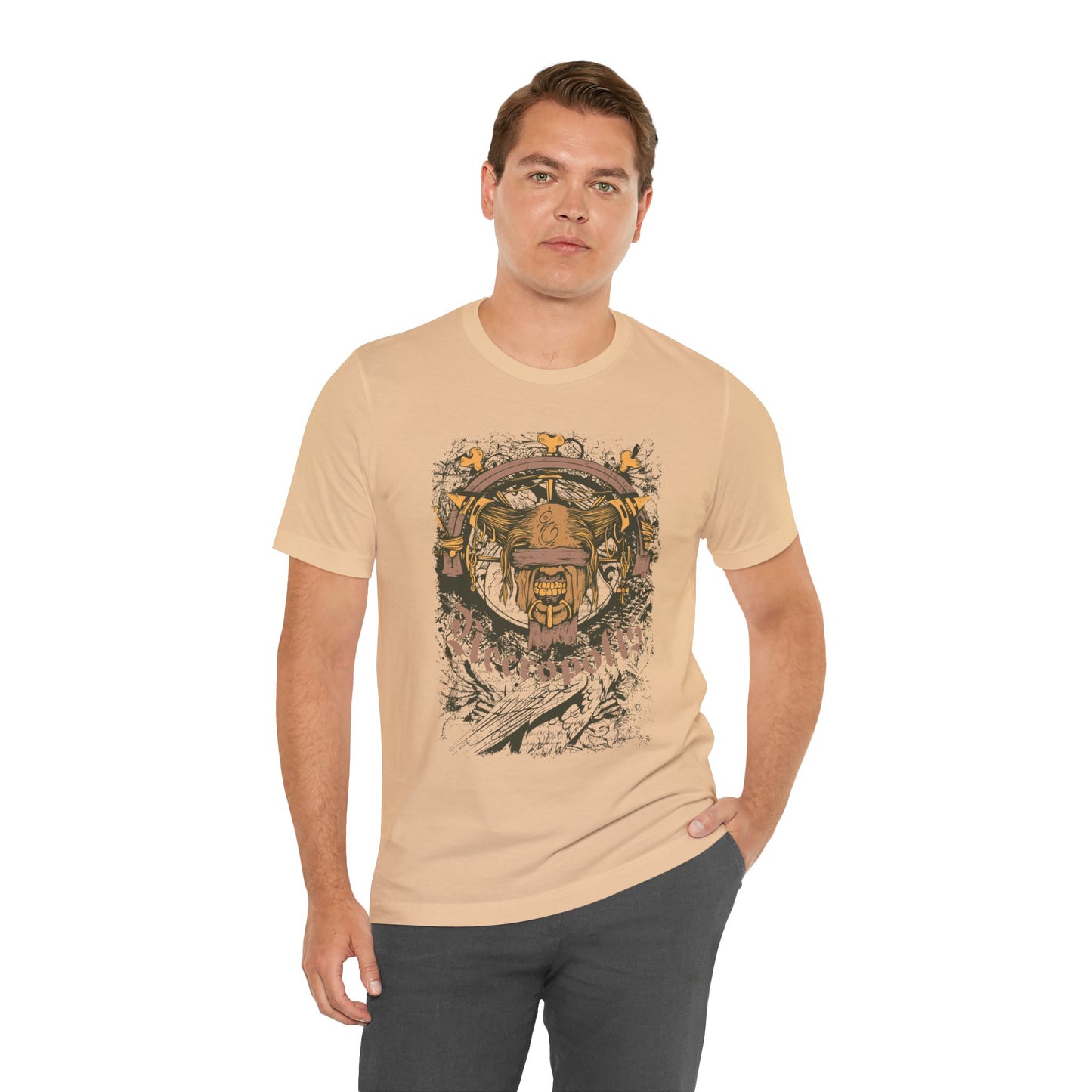 Skull Nordic Warrior Graphic Unisex Cotton T-Shirt r12