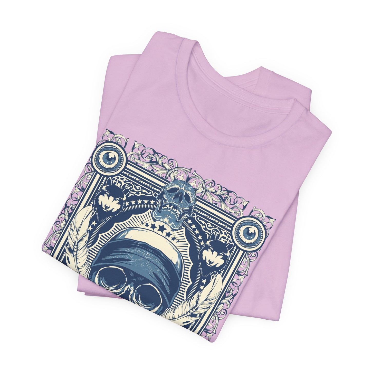 Skull Crown Graphic Tee Vintage Ornate Skull Illustration Rock Band T-Shirt