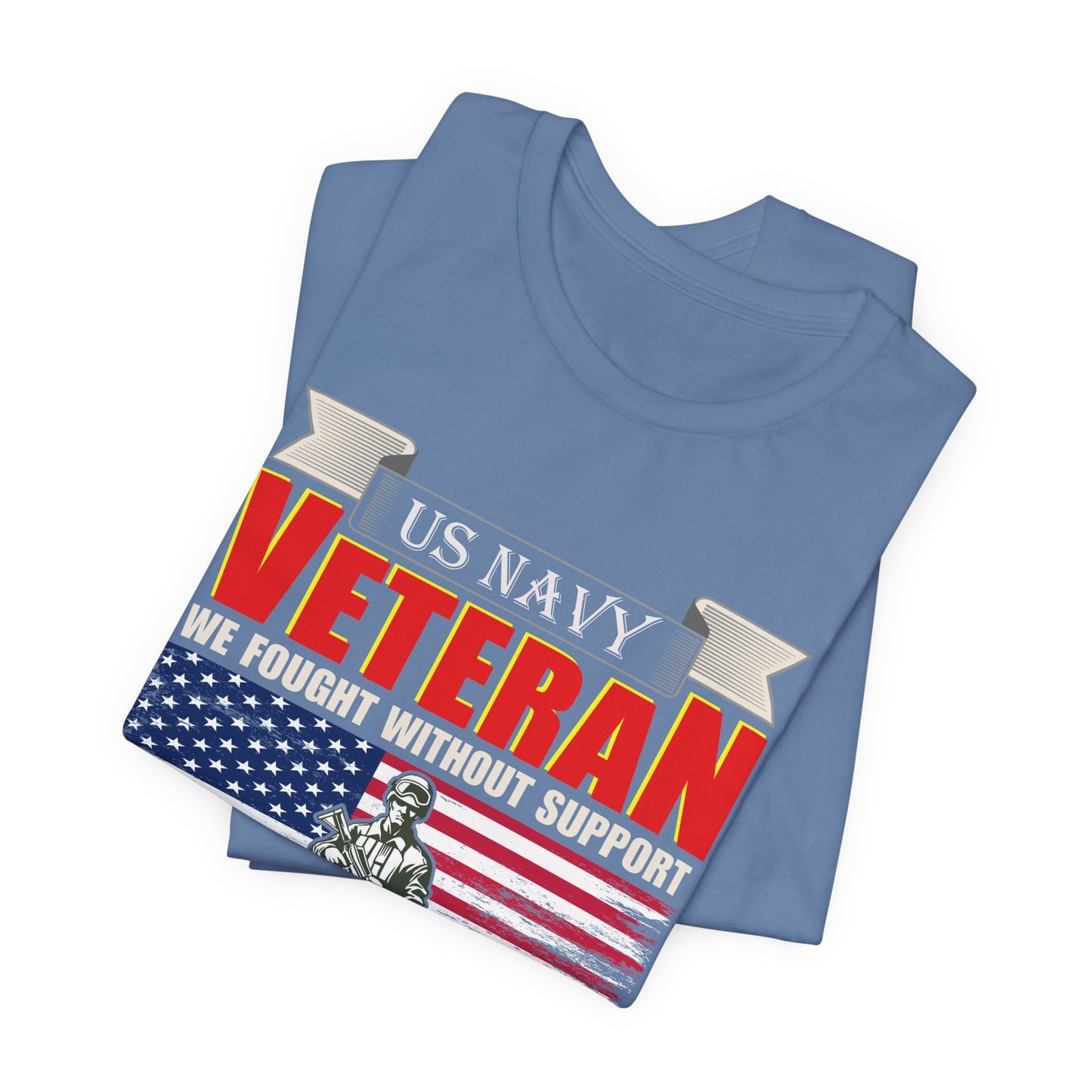 US Navy Veteran T-Shirt American Flag Soldier Graphic Patriotic Military Unisex Cotton v42