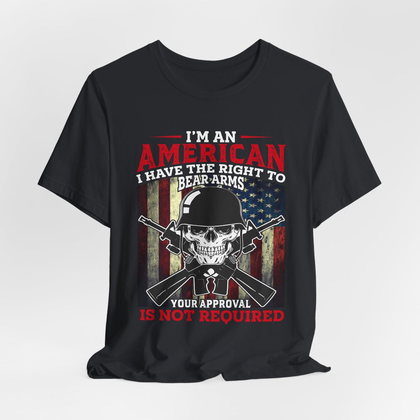 American Skull with Guns T-Shirt 2nd Amendment Flag Unisex Cotton Tee v29