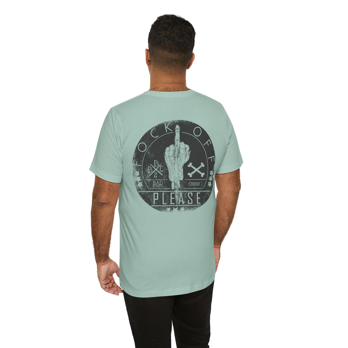 Fk Off Please tee Graphic Middle Finger Skull Design T-Shirt A-11
