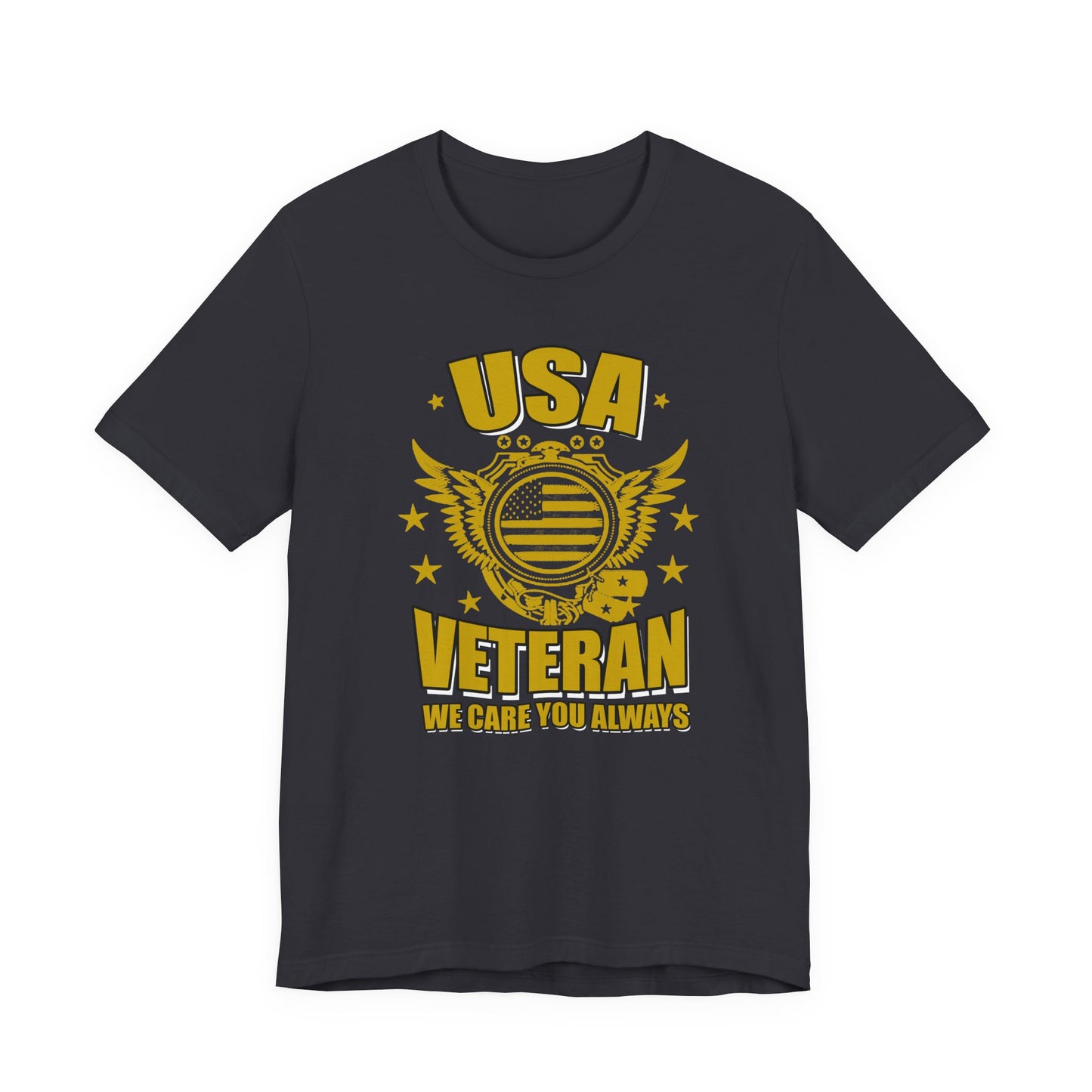 USA Veteran T-Shirt Military Emblem Winged Badge Stars Unisex Cotton v59