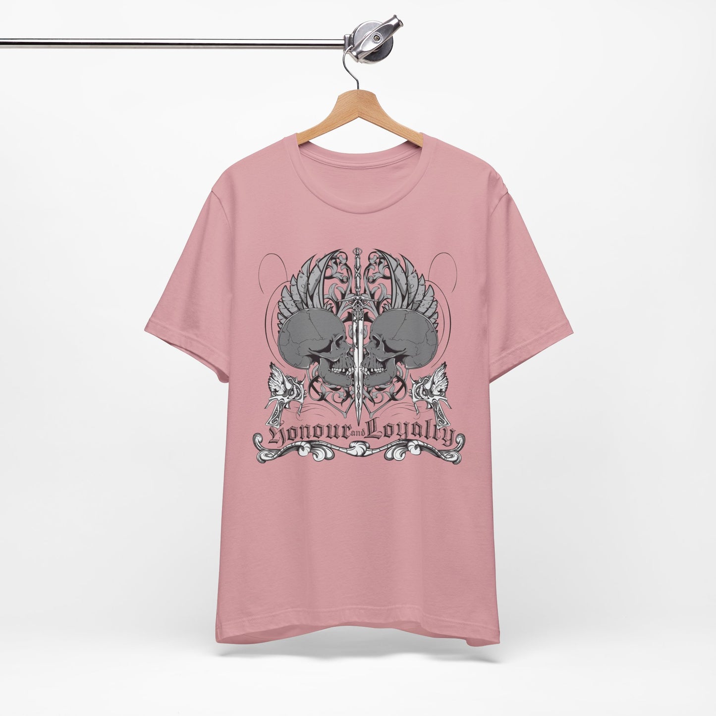 Honor Loyalty crest tee Gothic heraldry skulls wings emblem Art-48