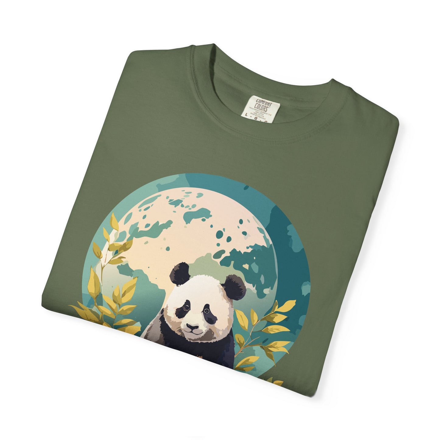 Panda Portrait T-Shirt Unisex Cotton Floral Chinese Graphic Circle Animal Art Tee pp6