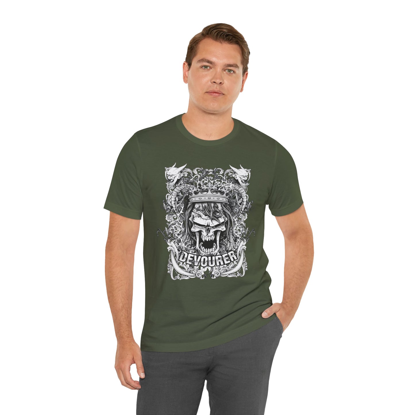 Gothic Skull Illustration Graphic Unisex Cotton T-Shirt r13