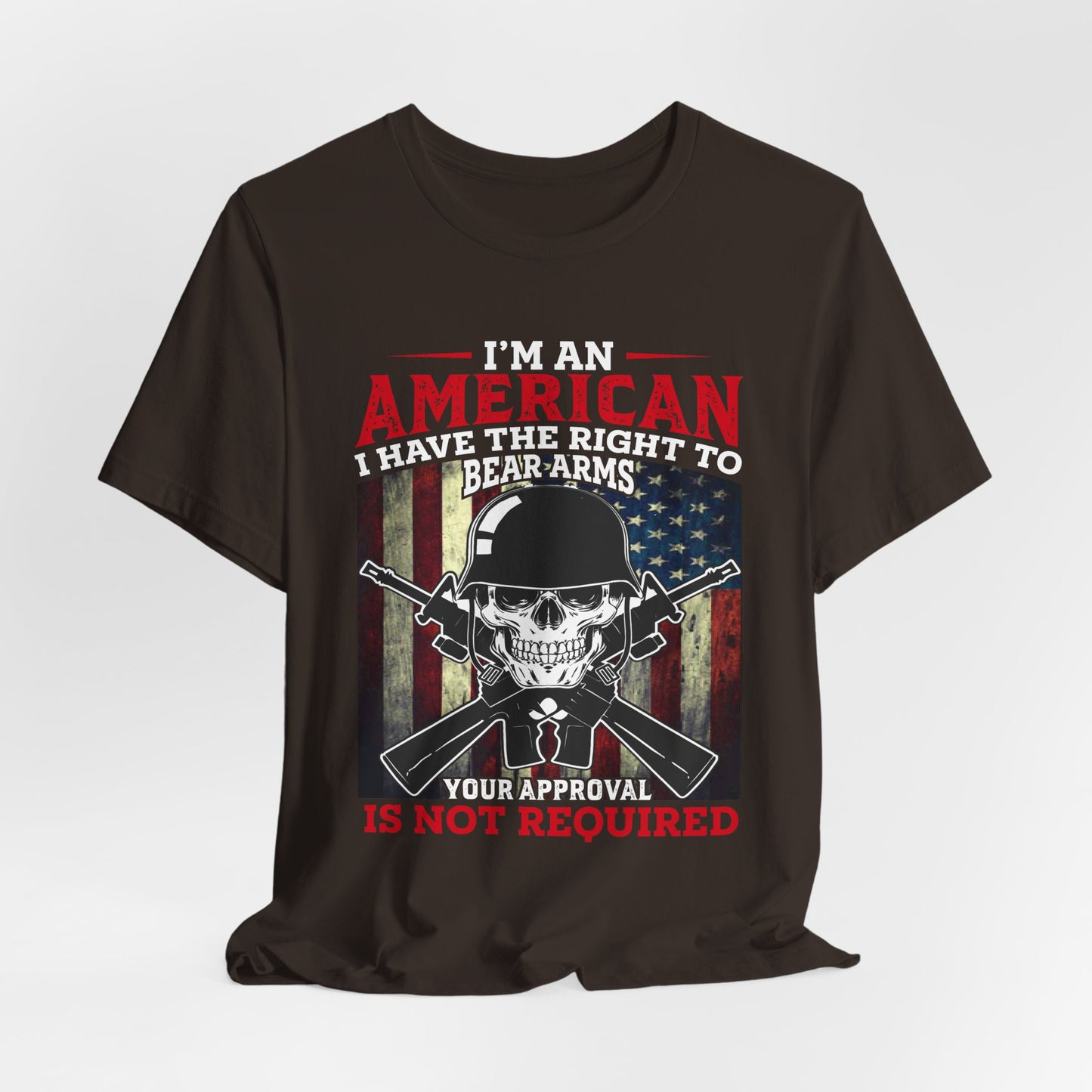 American Skull with Guns T-Shirt 2nd Amendment Flag Unisex Cotton Tee v29