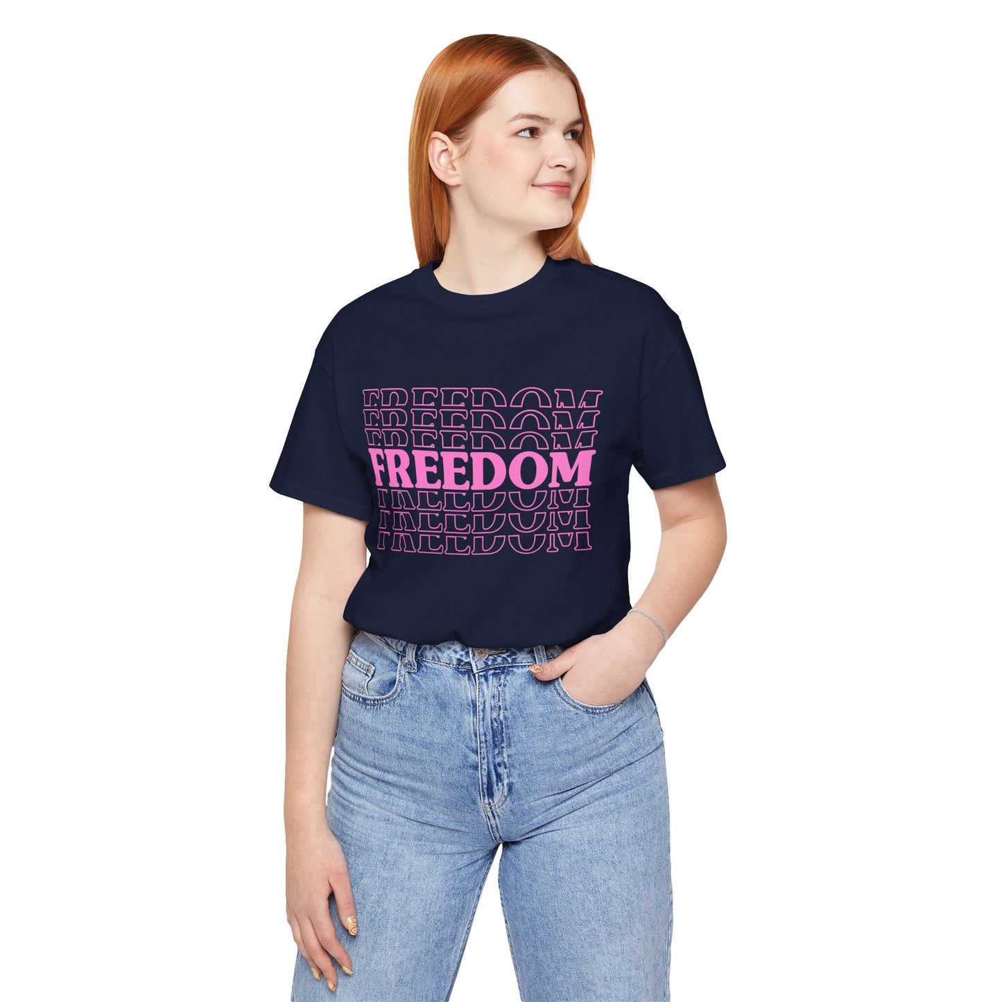 Freedom Text Graphic Unisex Cotton T-Shirt a8