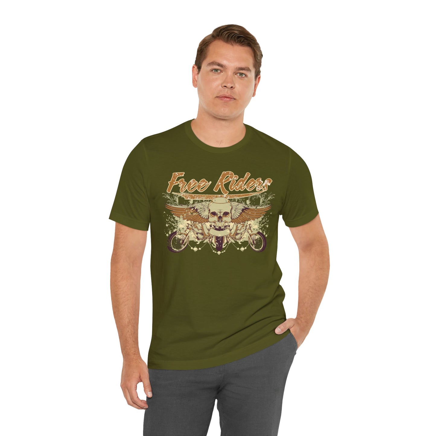 Free Riders Skull Motorcycle Tee Biker Graphic Art Design T-Shirt A-1