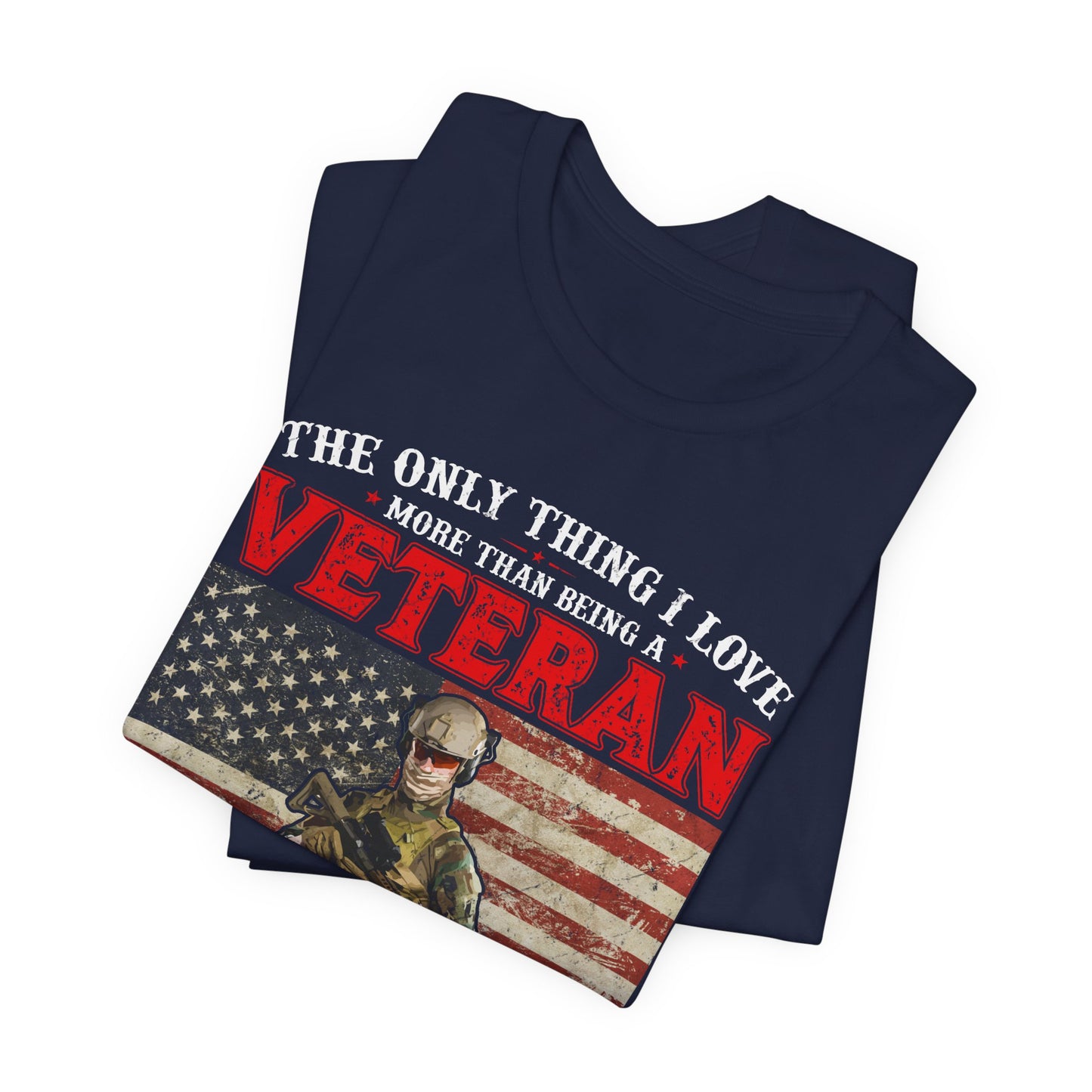Veteran with American Flag Papa T-Shirt Military Grandpa Unisex Cotton Tee v30