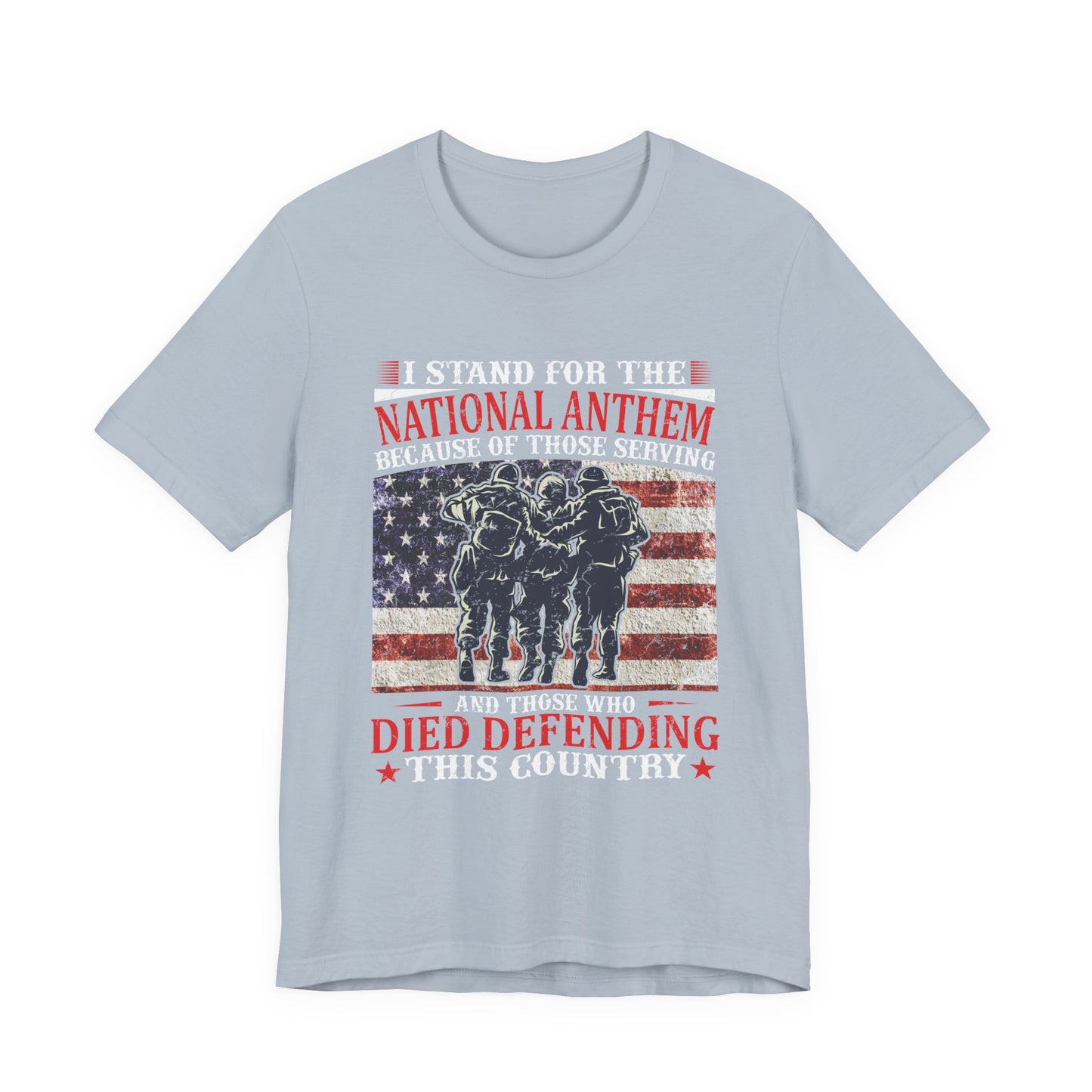 I Stand For The National Anthem military tribute T-Shirt American flag soldiers Unisex Cotton v36