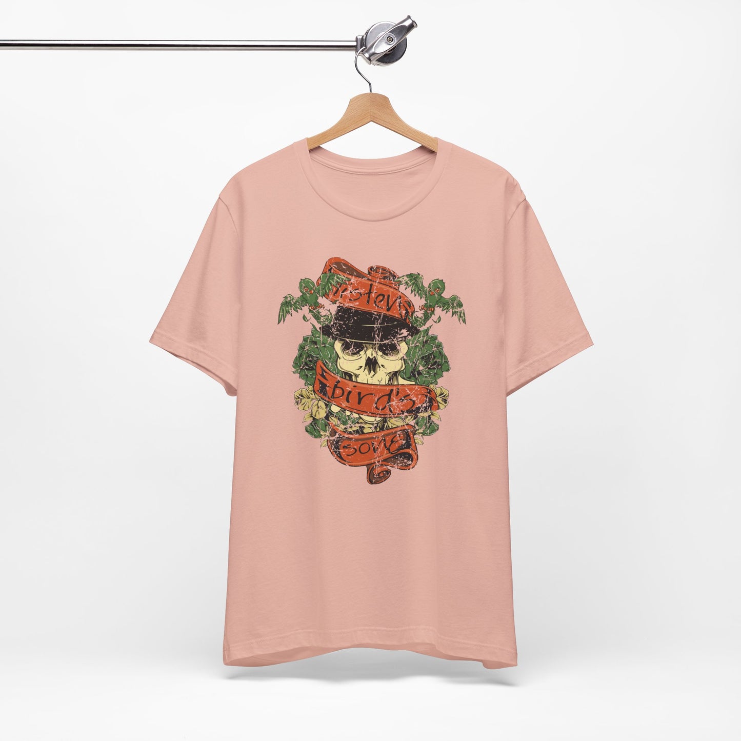 Skull Floral Tattoo Style Graphic Design Unisex Cotton T-Shirt Art-38