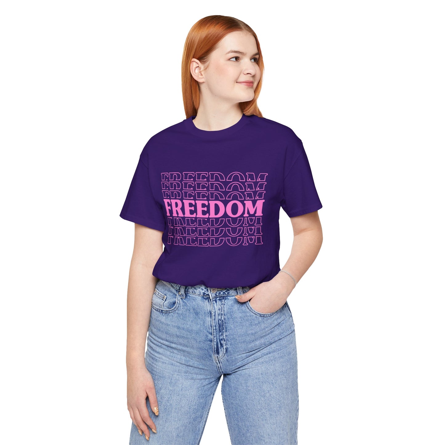 Freedom Text Graphic Unisex Cotton T-Shirt a8