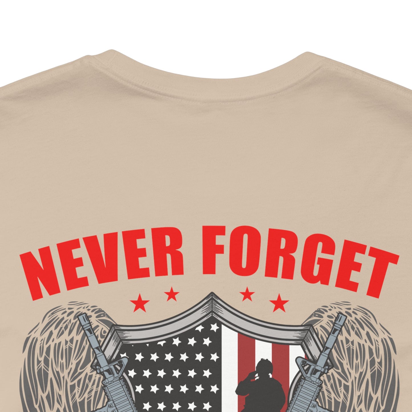 Never Forget Our Fallen Heroes T-Shirt American Flag Shield Eagles Unisex Cotton v39