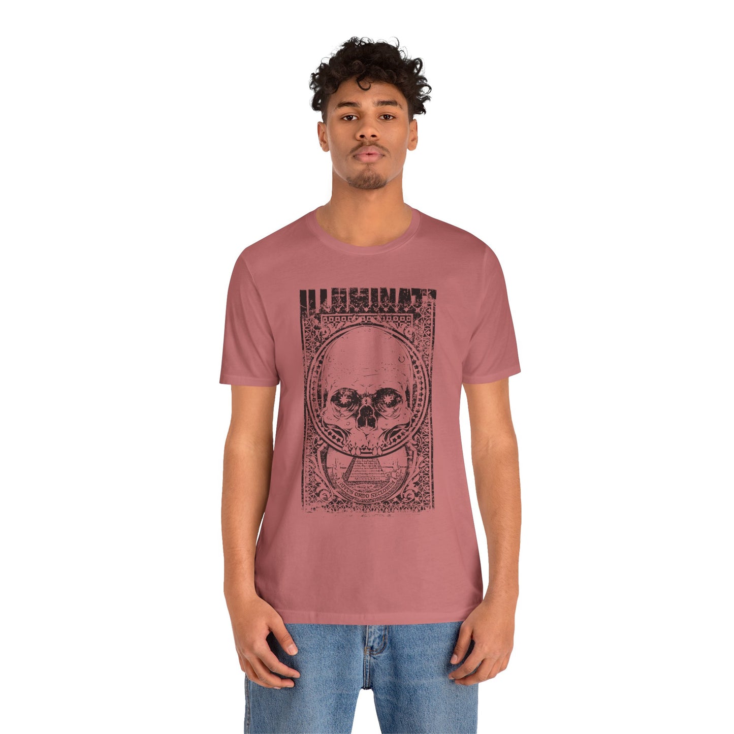 Skull Circle Graphic T-Shirt Vintage Etching Illustration Art Design Tee A-9
