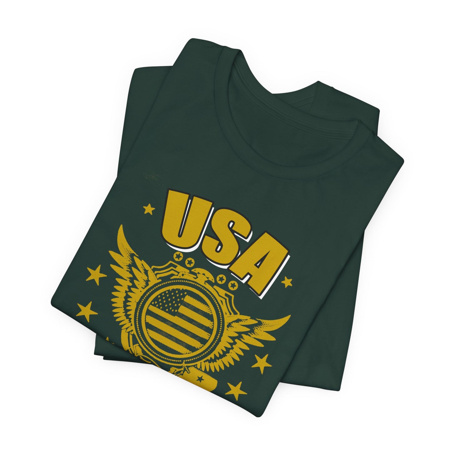 USA Veteran T-Shirt Military Emblem Winged Badge Stars Unisex Cotton v59
