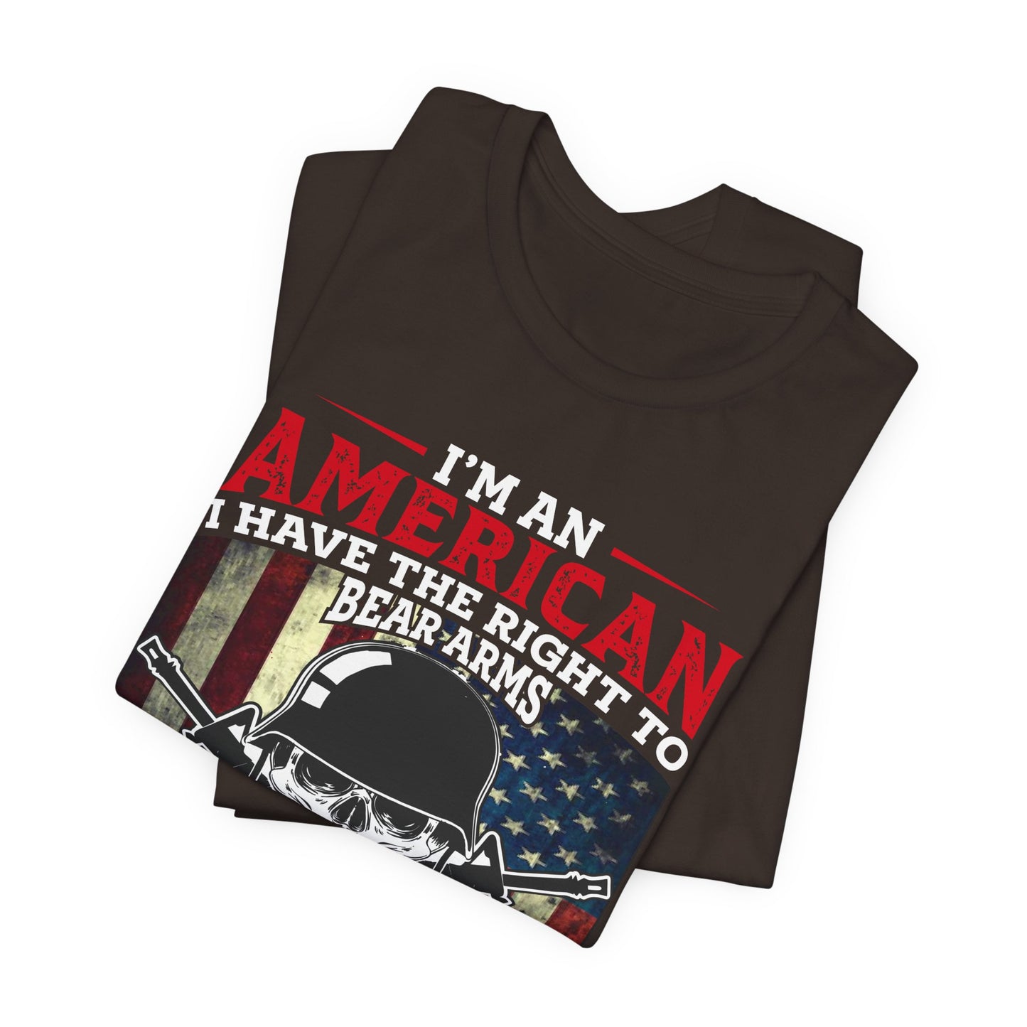 American Skull with Guns T-Shirt 2nd Amendment Flag Unisex Cotton Tee v29