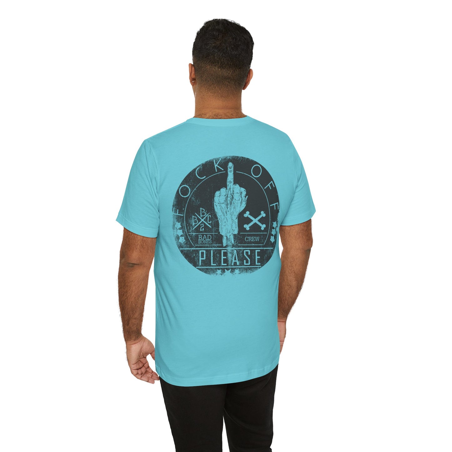 Fk Off Please tee Graphic Middle Finger Skull Design T-Shirt A-11