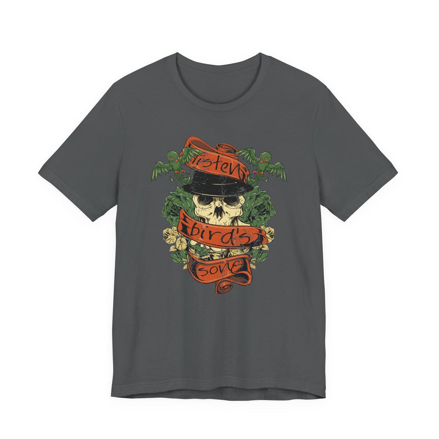 Skull Floral Tattoo Style Graphic Design Unisex Cotton T-Shirt Art-38