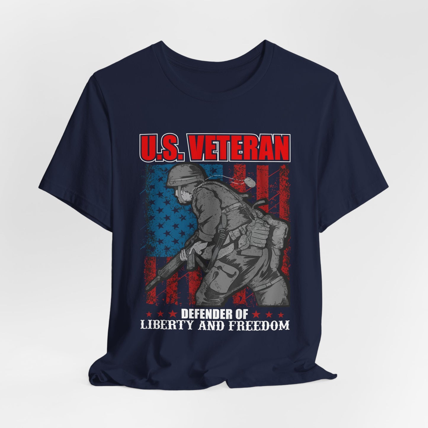 U.S. Veteran Soldier Illustration Tee Defender of Liberty and Freedom Unisex Cotton v31