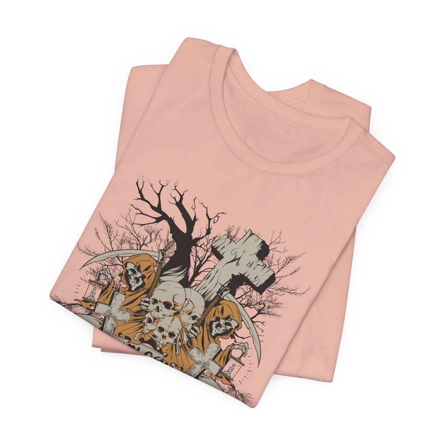 Skull Halloween Graphic Design Unisex Cotton T-Shirt Art-50