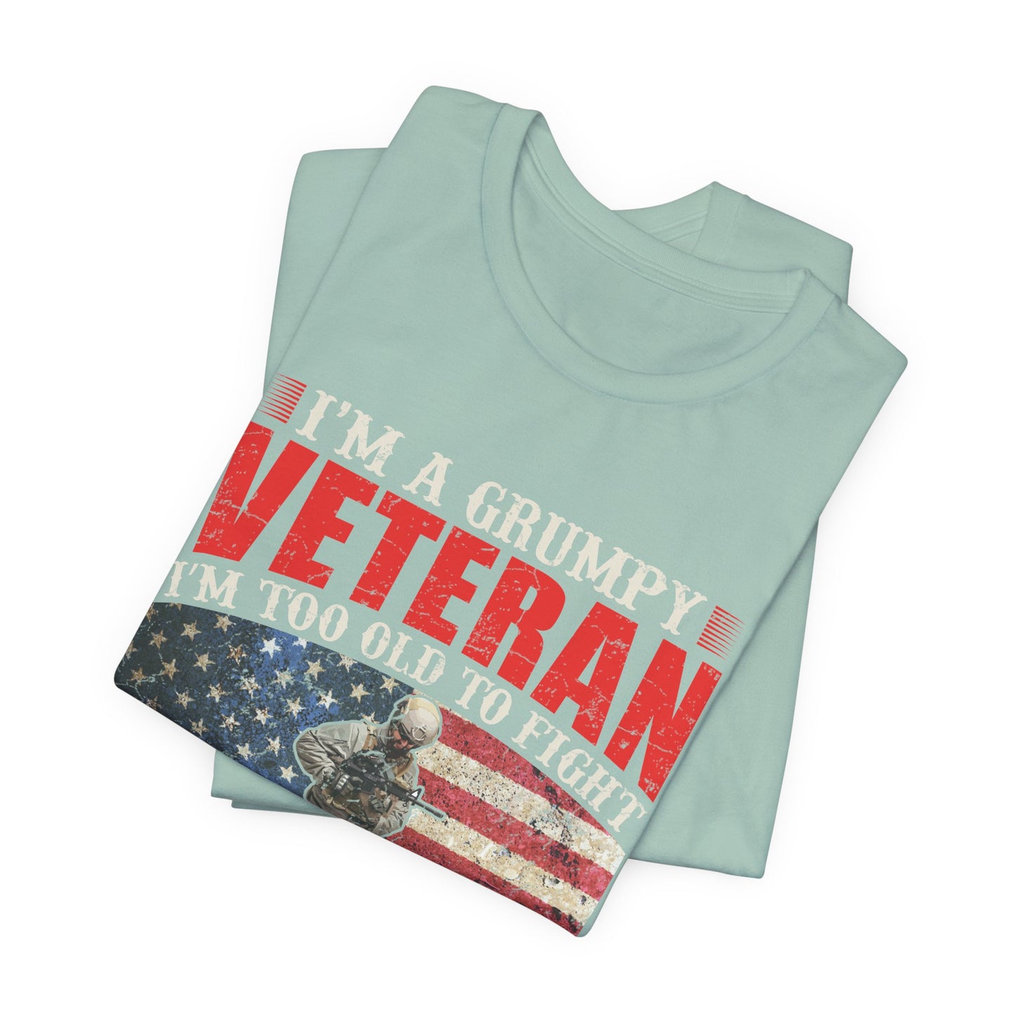 Grumpy Veteran Flag graphic Tee Veteran Patriotic Unisex Cotton Shirt v38