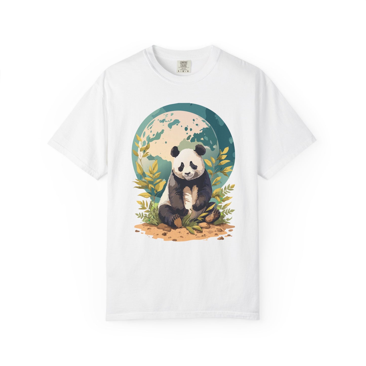 Panda Portrait T-Shirt Unisex Cotton Floral Chinese Graphic Circle Animal Art Tee pp6