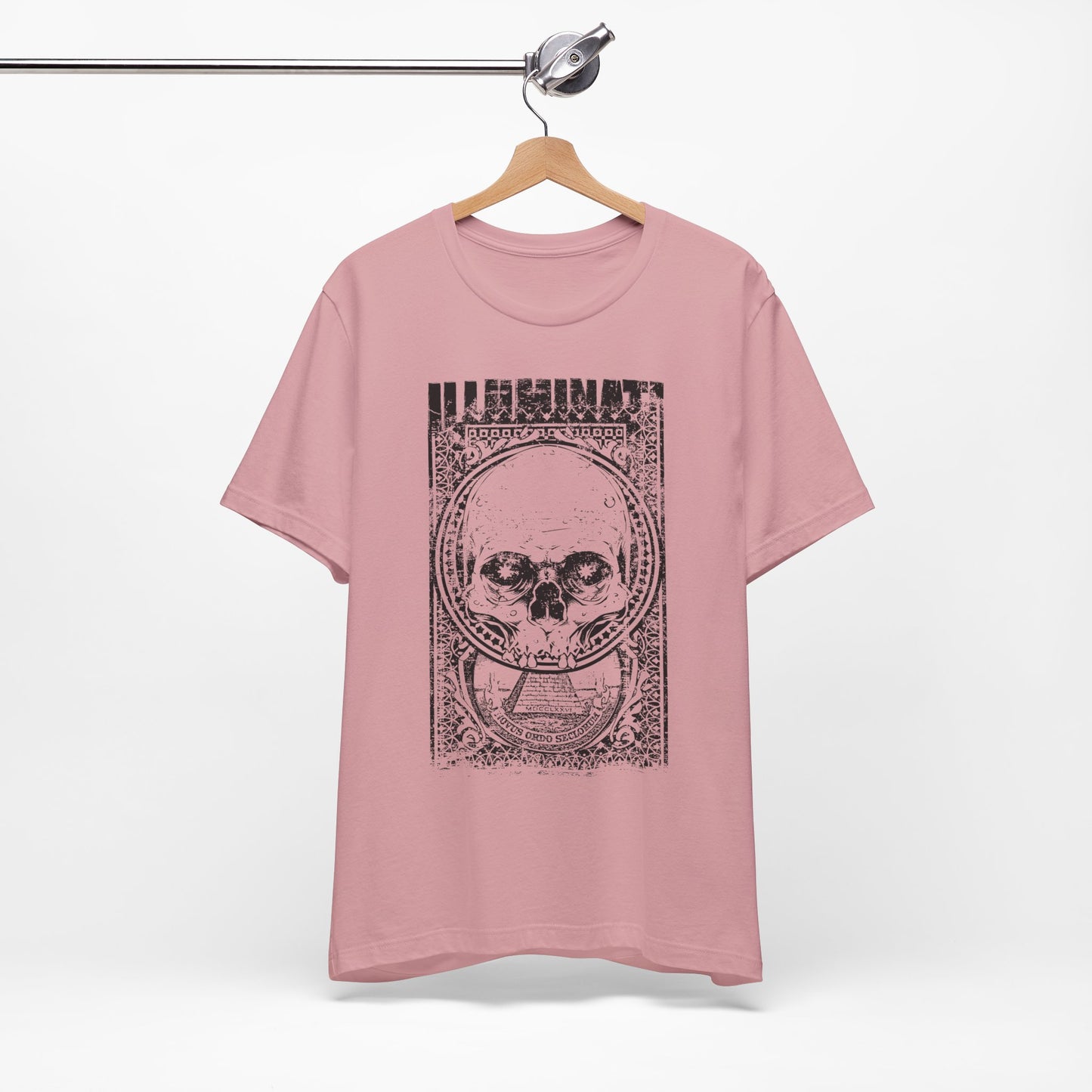 Skull Circle Graphic T-Shirt Vintage Etching Illustration Art Design Tee A-9