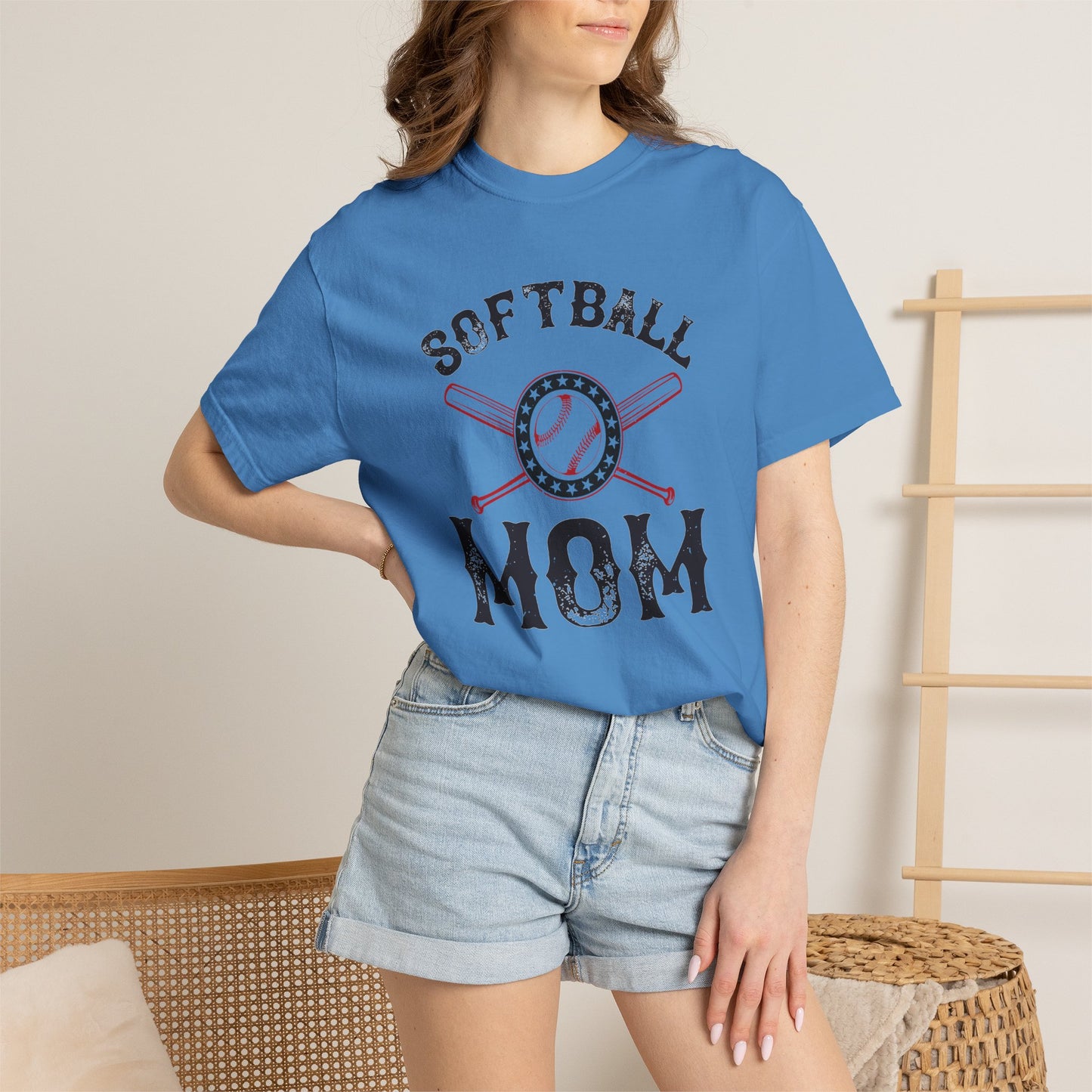 Softball Mom T-shirt Mother Day Mama Tee Unisex Comfort Colors Garment-Dyed Cotton h92