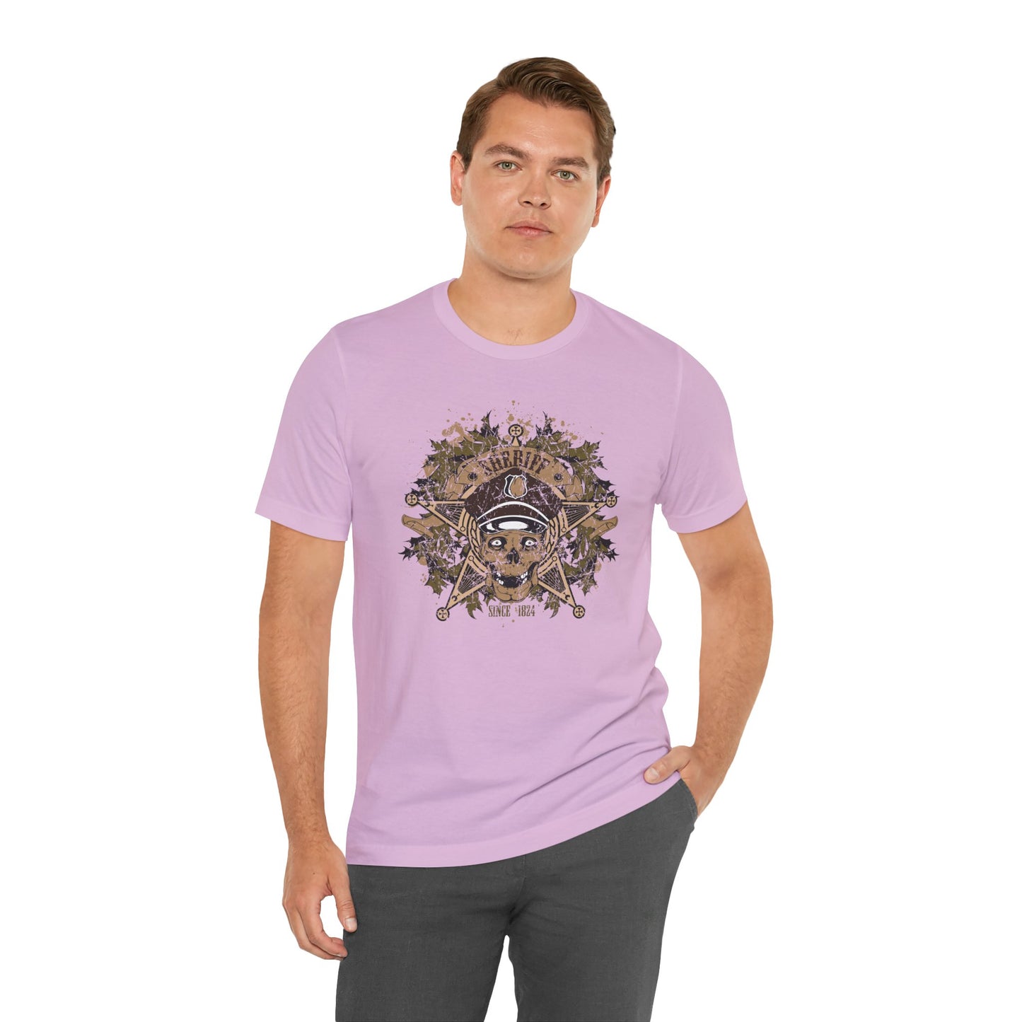 Skull Floral Emblem Graphic Unisex Cotton Tee Art-45
