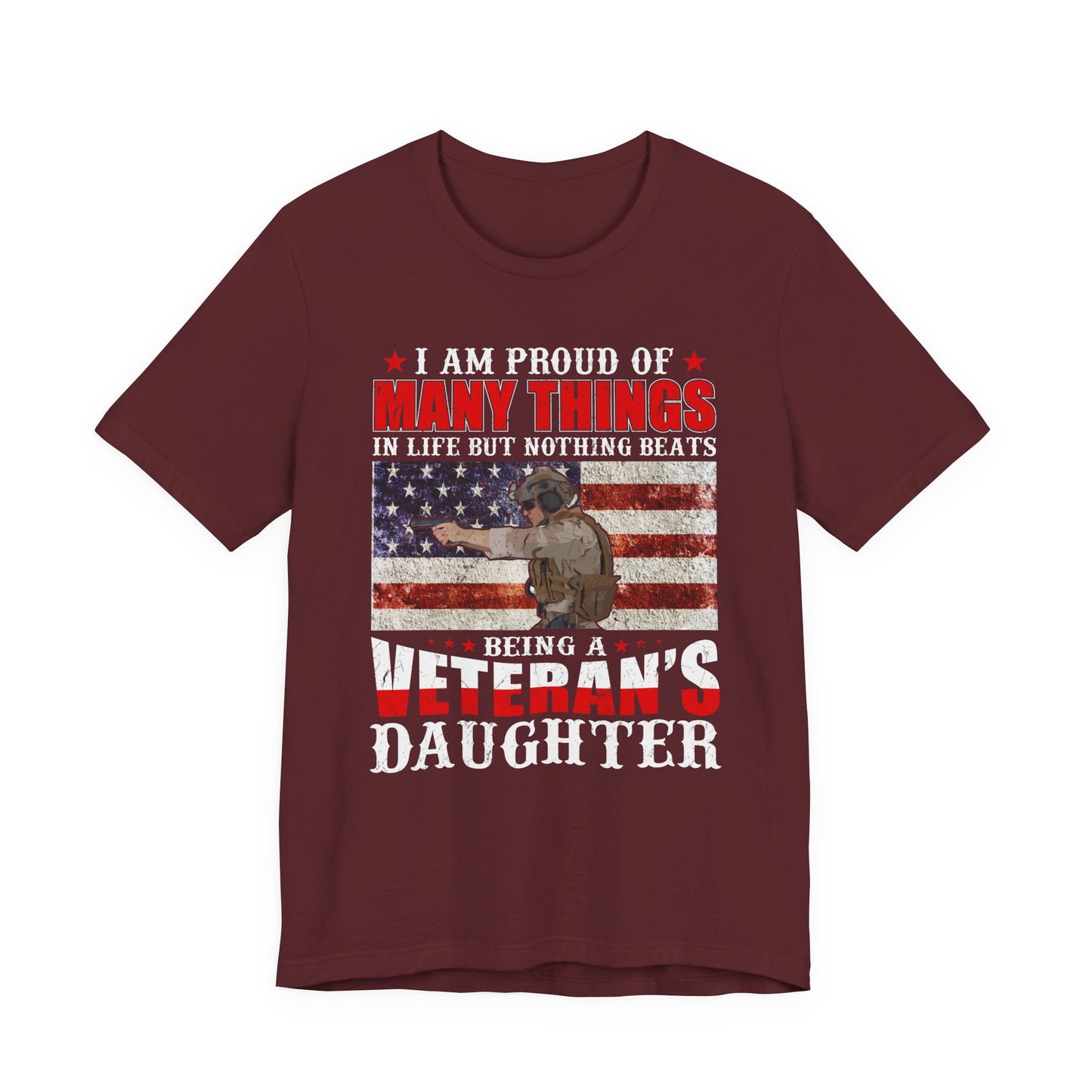 Veteran's Daughter T-Shirt American Flag Military Proud  Unisex Cotton Tee v28