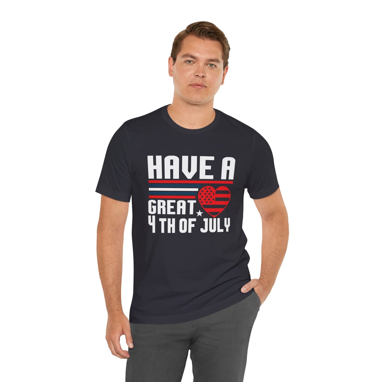 4th of July American Flag Graphic Unisex Cotton T-Shirt 020