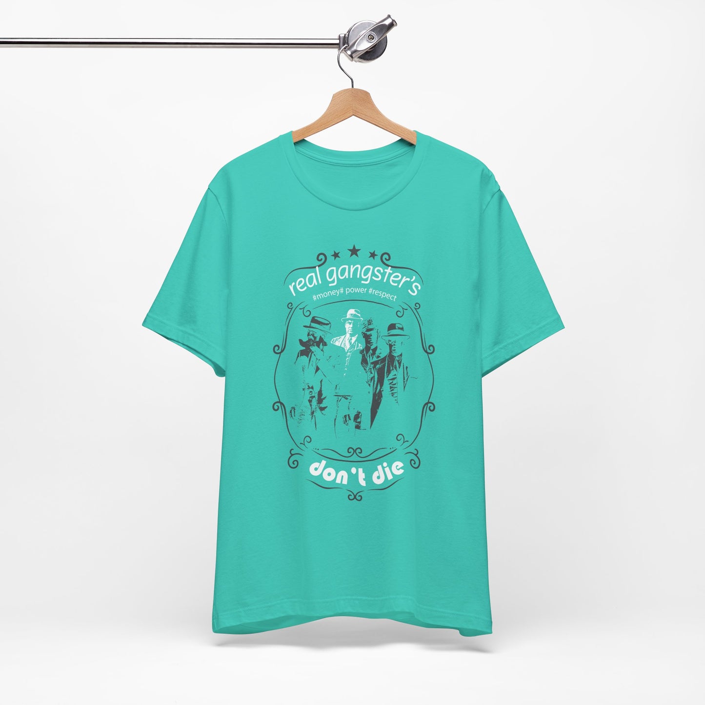 Real Gangsters Don't Die T-Shirt Vintage Outlaw Illustration Retro Biker Tee A-3