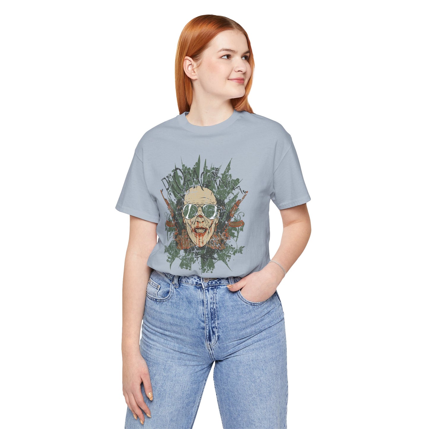 Retro Skull Floral Graphic Design Unisex Cotton T-Shirt G-2