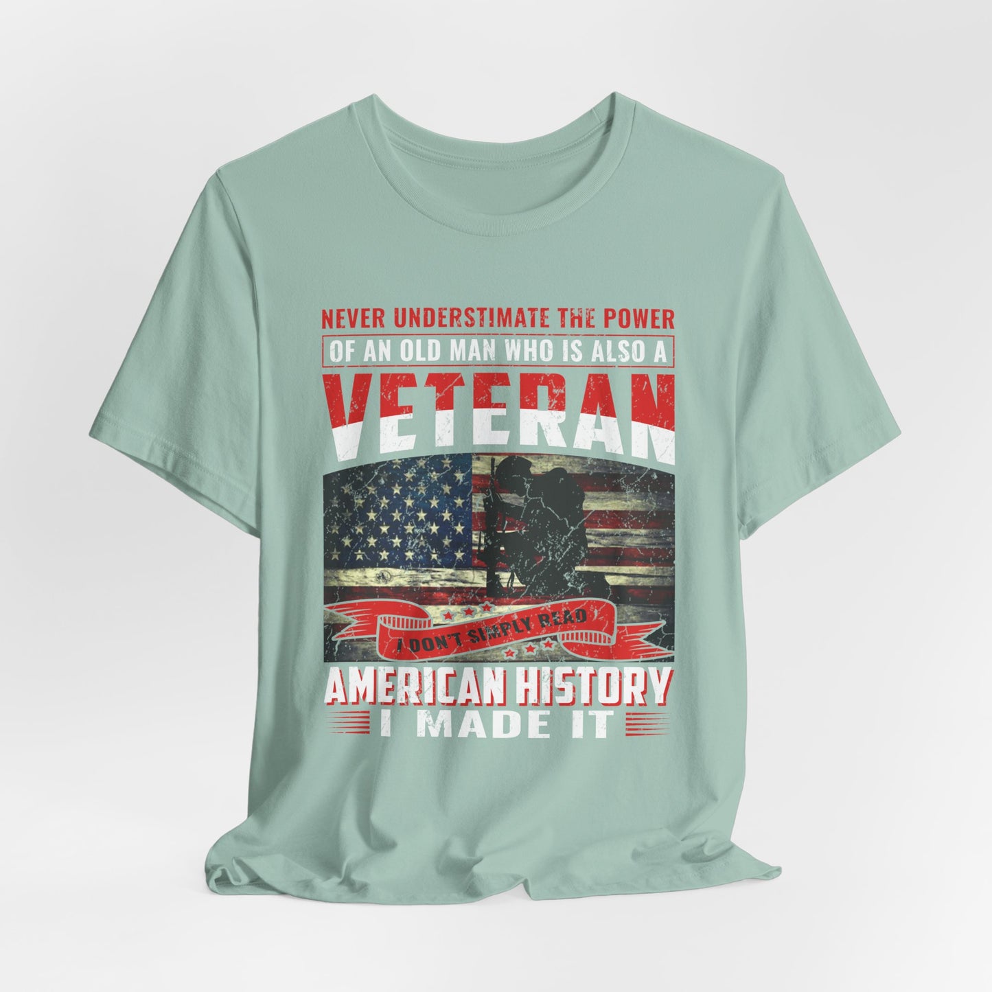 Veteran American flag T-Shirt I Made It Old Man Veteran Military Pride Unisex Cotton v32