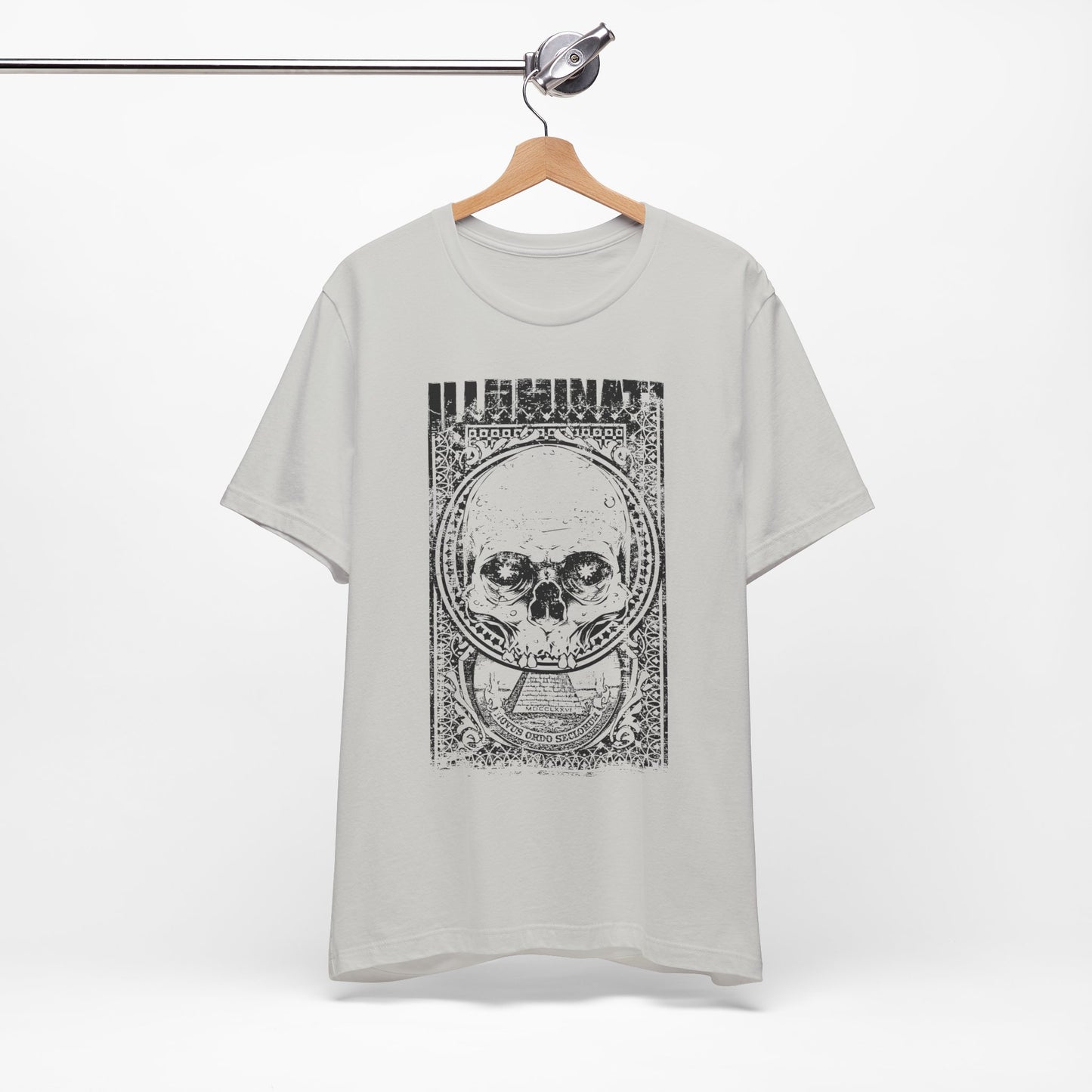 Skull Circle Graphic T-Shirt Vintage Etching Illustration Art Design Tee A-9