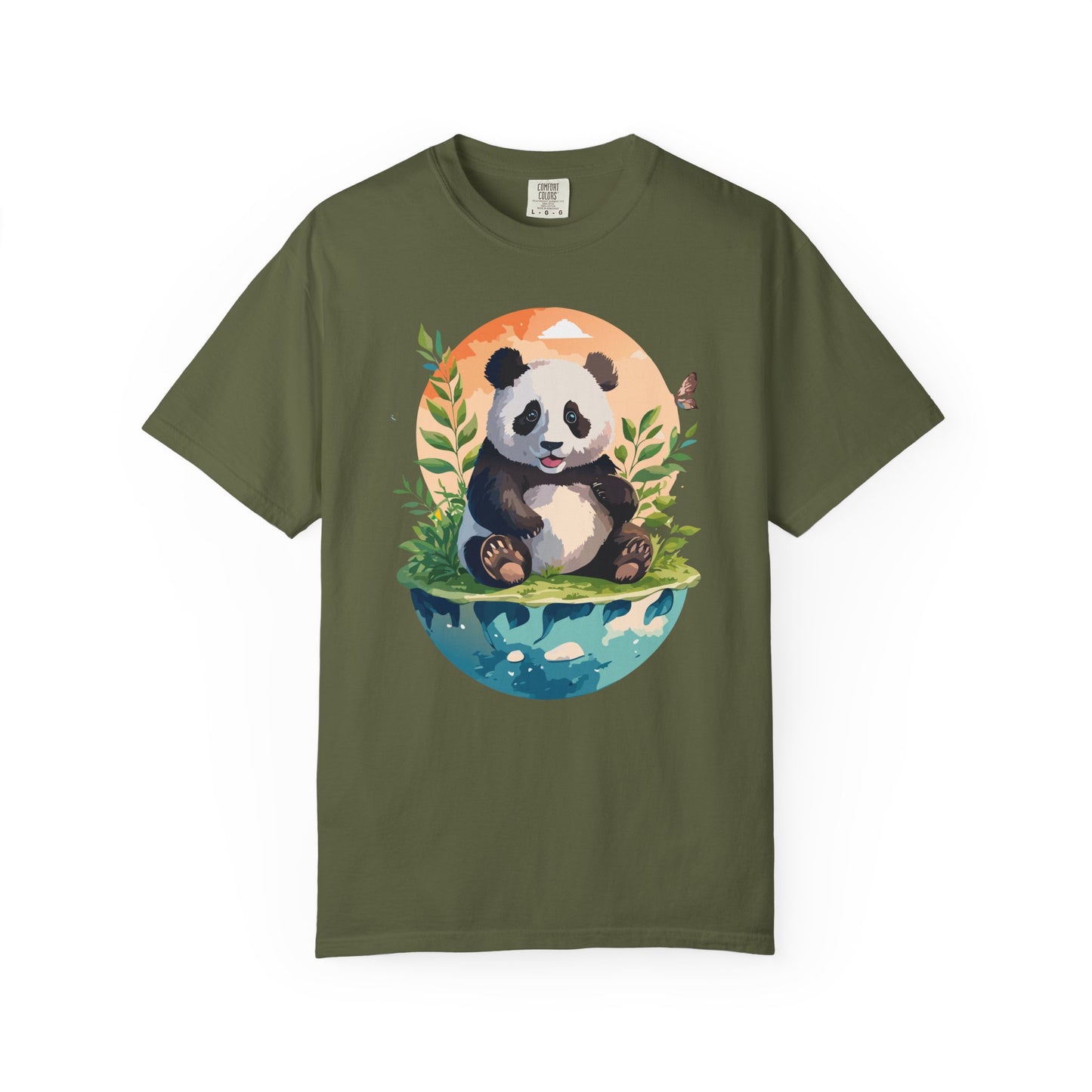 Panda Portrait T-Shirt Unisex Cotton Floral Chinese Graphic Circle Animal Art Tee pp4