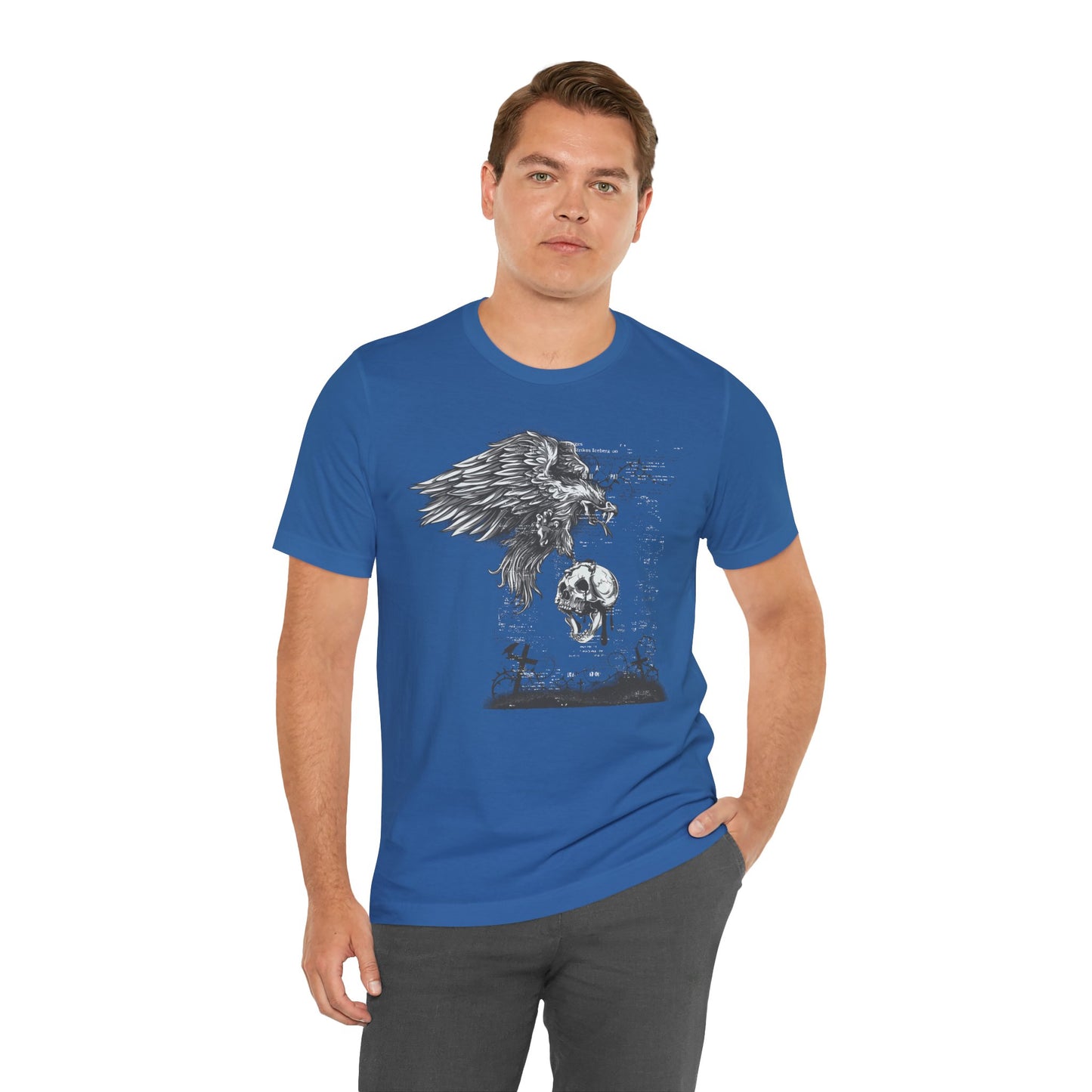 Raven and Skull Illustration Graphic Unisex Cotton T-Shirt r19