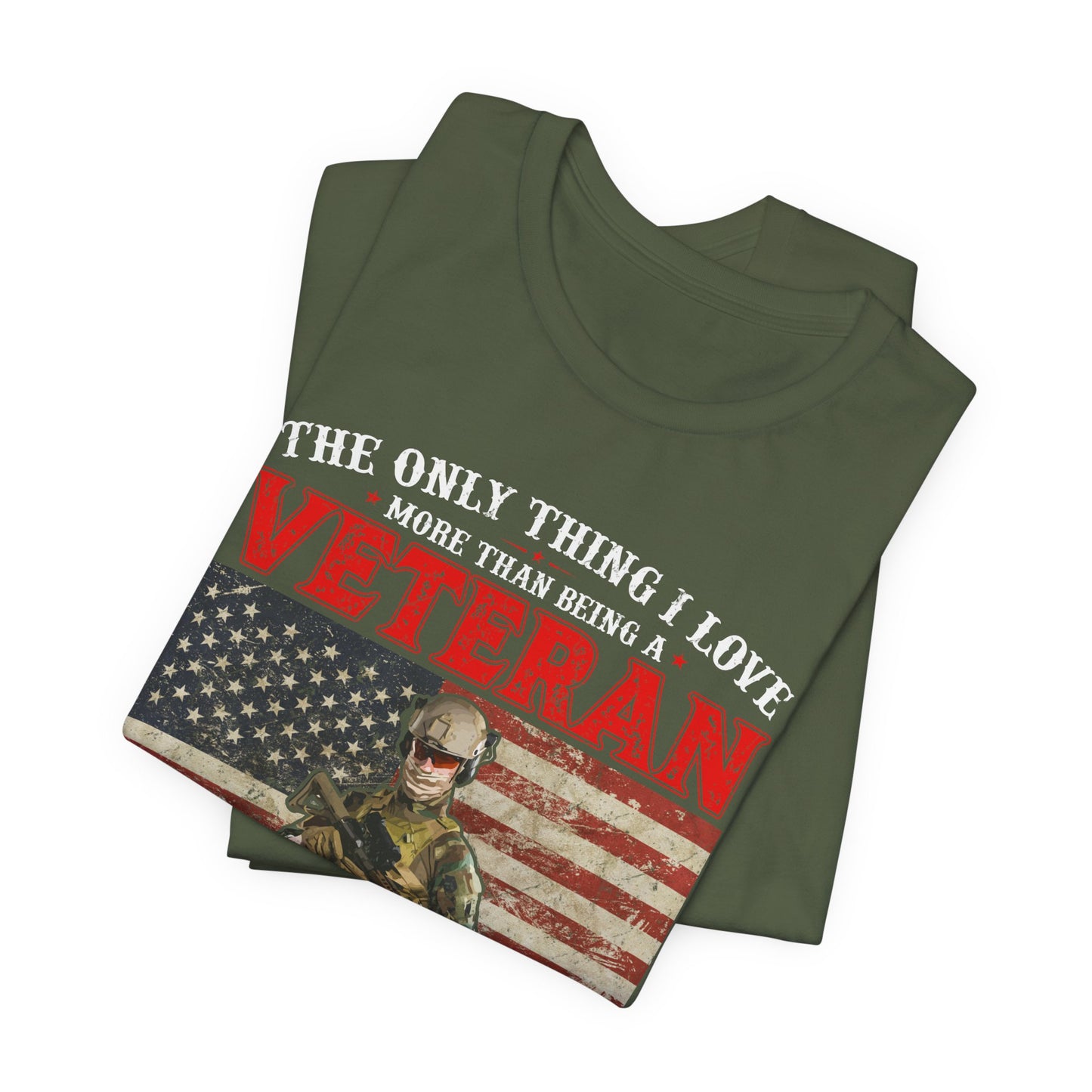 Veteran with American Flag Papa T-Shirt Military Grandpa Unisex Cotton Tee v30