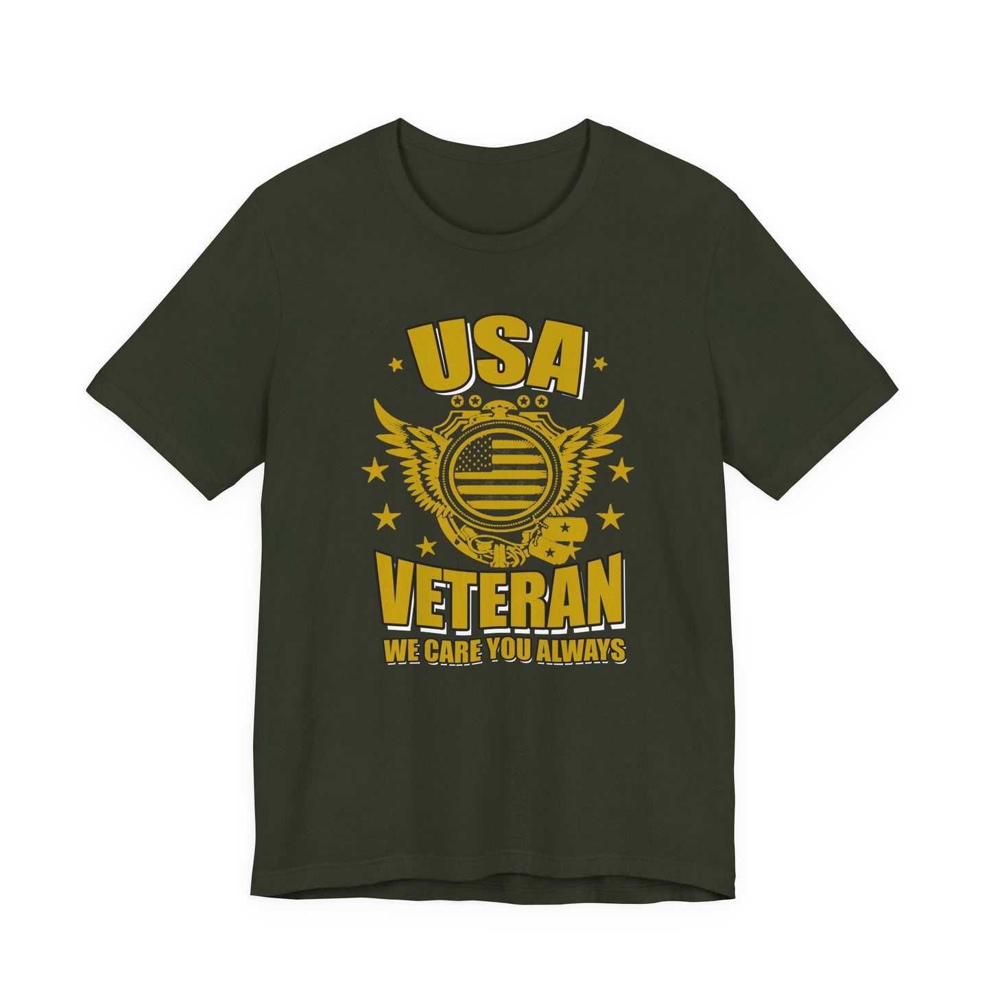 USA Veteran T-Shirt Military Emblem Winged Badge Stars Unisex Cotton v59
