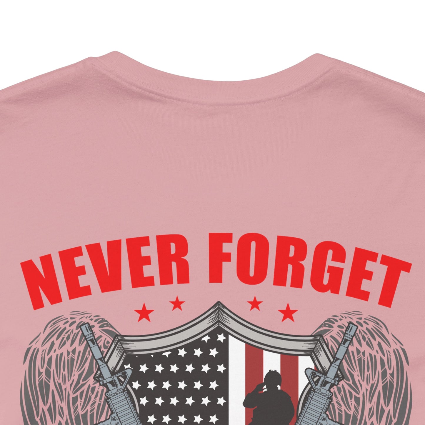 Never Forget Our Fallen Heroes T-Shirt American Flag Shield Eagles Unisex Cotton v39