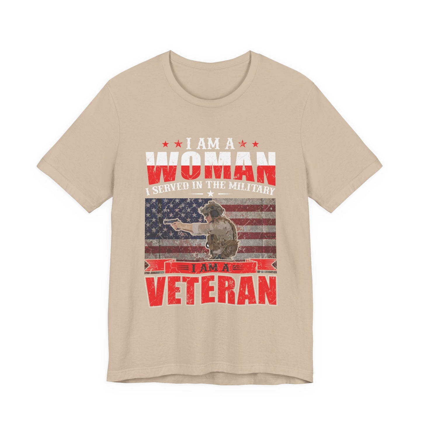 I Am A Woman I Served In The Military Veteran T-Shirt American Flag Unisex Cotton v27