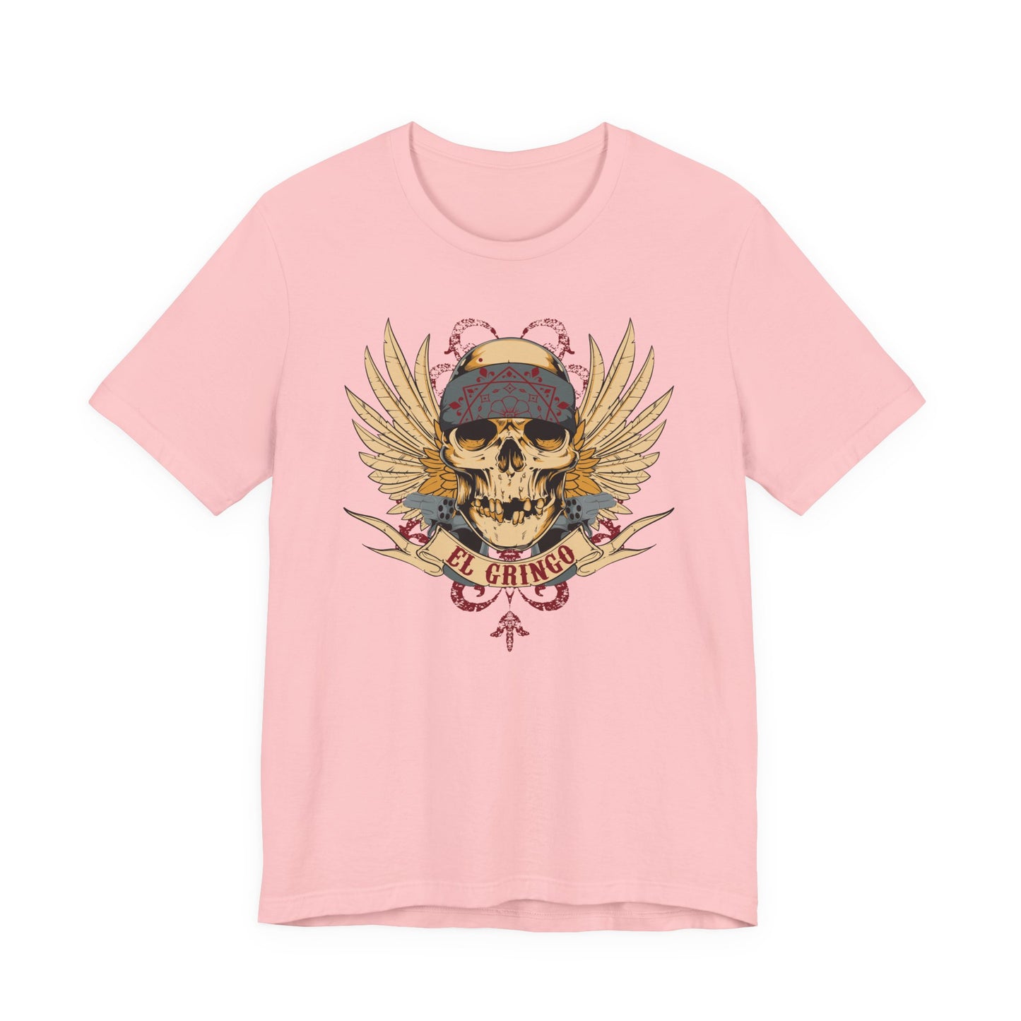 El Gringo Skull with Wings T-Shirt Vintage Tattoo Style Art-53