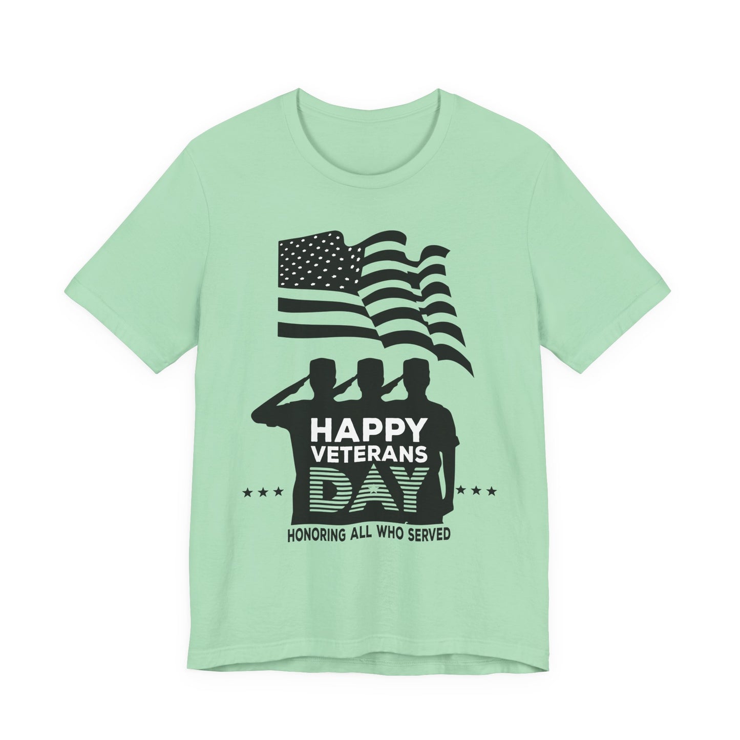 Happy Veterans Day saluting soldiers T-Shirt Patriotic American flag Unisex Cotton v51