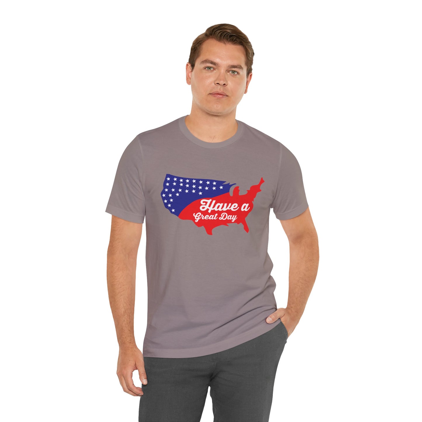 USA Map Patriotic Graphic Unisex Cotton T-Shirt 021