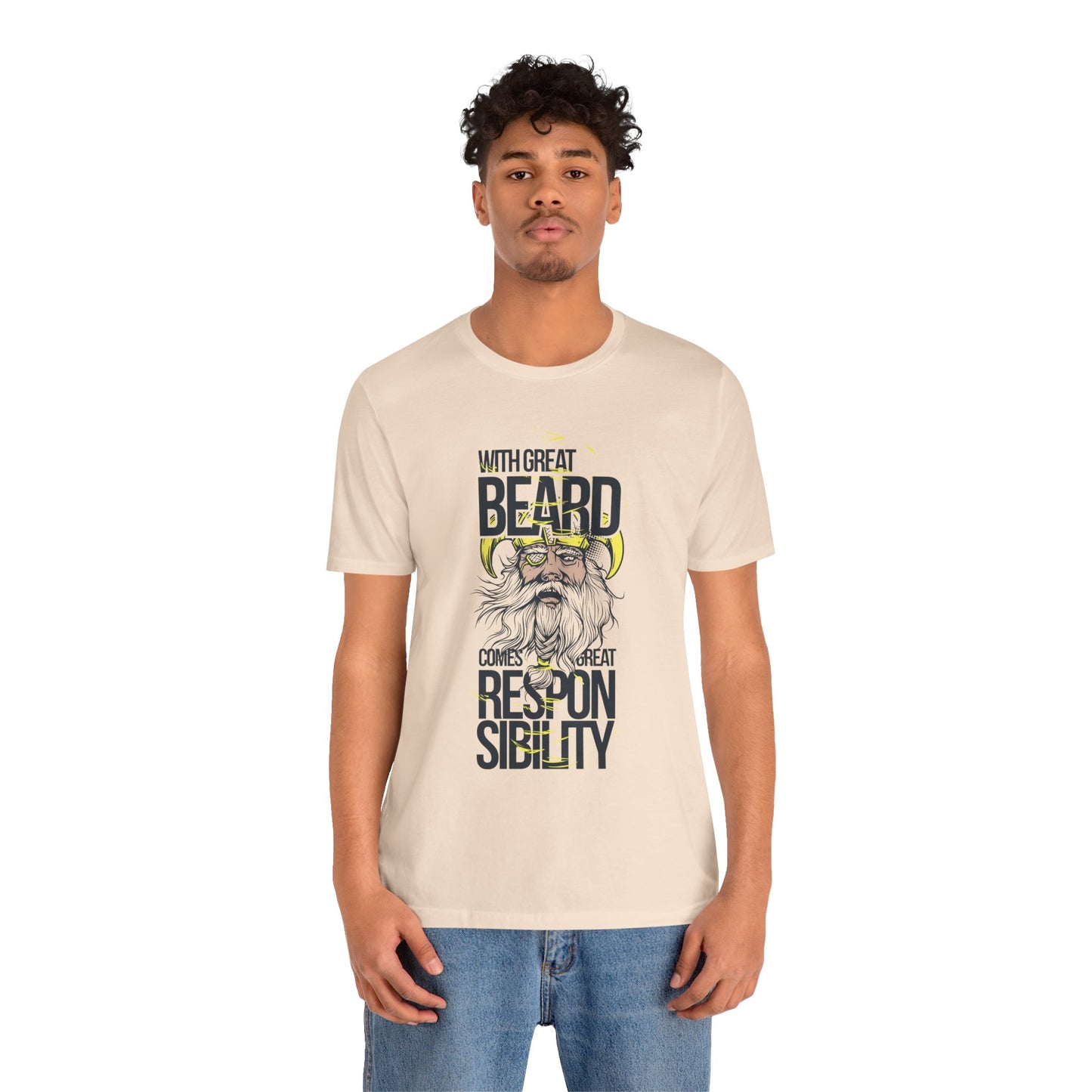 With Great Beard Comes Great Responsibility Tee Viking Beard Graphic Shirt A-2