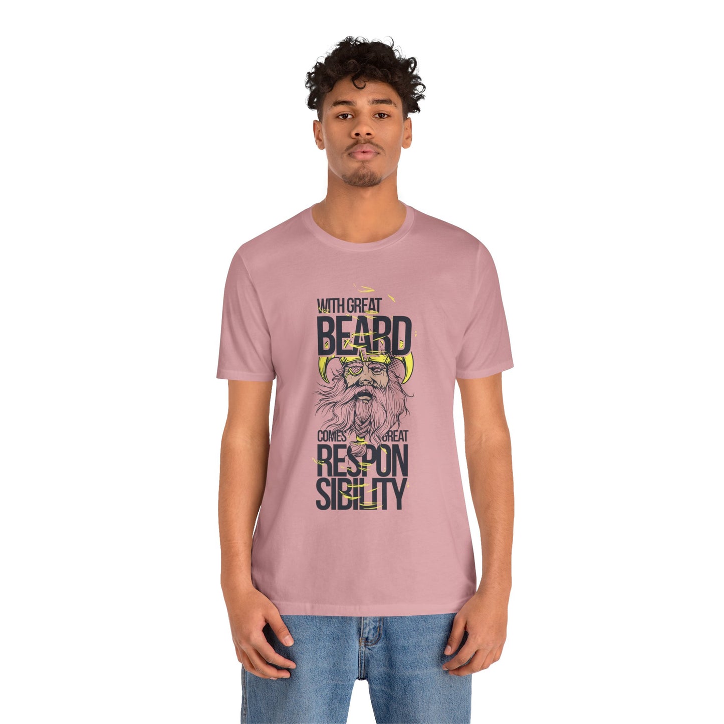 With Great Beard Comes Great Responsibility Tee Viking Beard Graphic Shirt A-2
