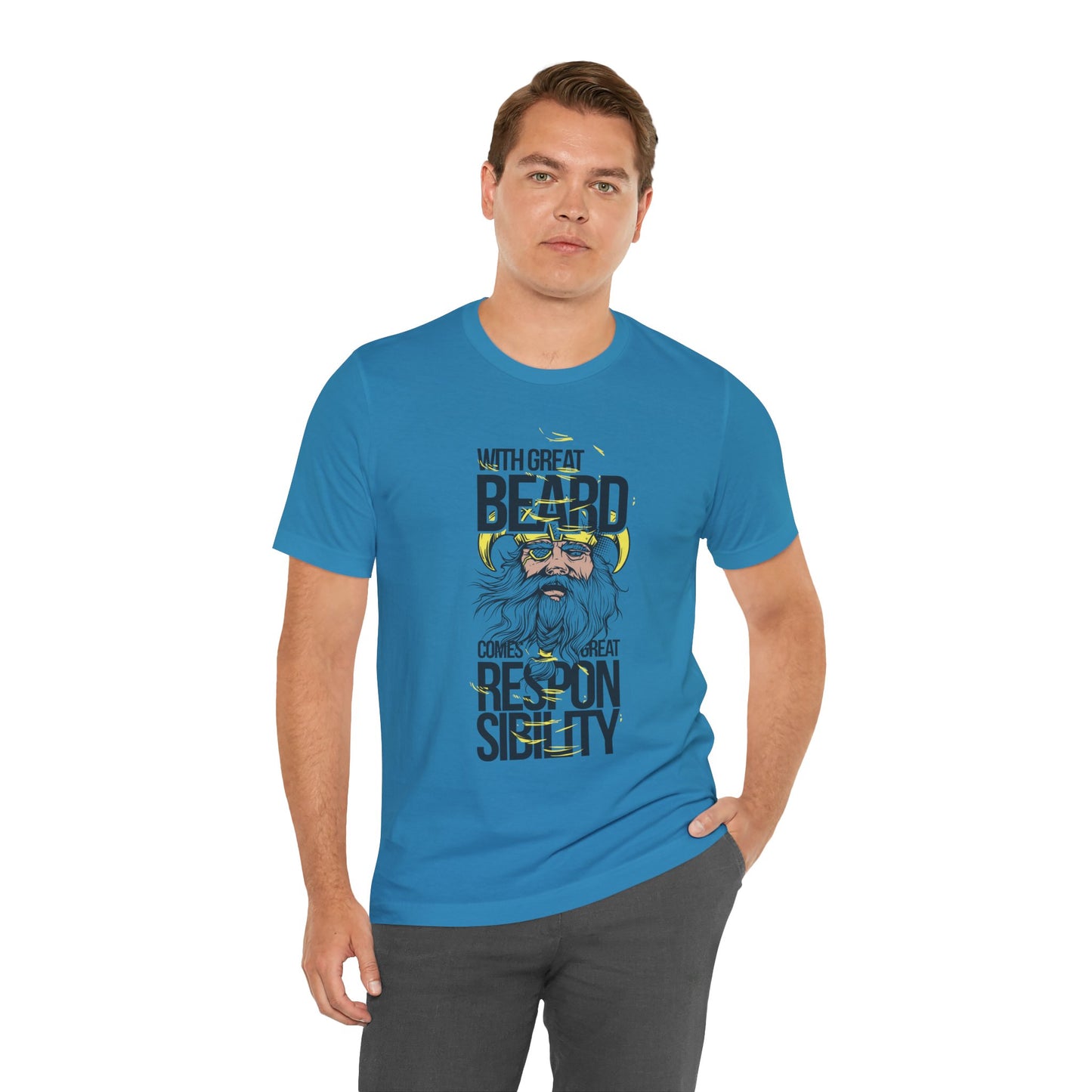 With Great Beard Comes Great Responsibility Tee Viking Beard Graphic Shirt A-2